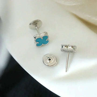 [⭐Maelin]CLOVER MINI 9.5MM ONYX STUD EARRINGS SILVER