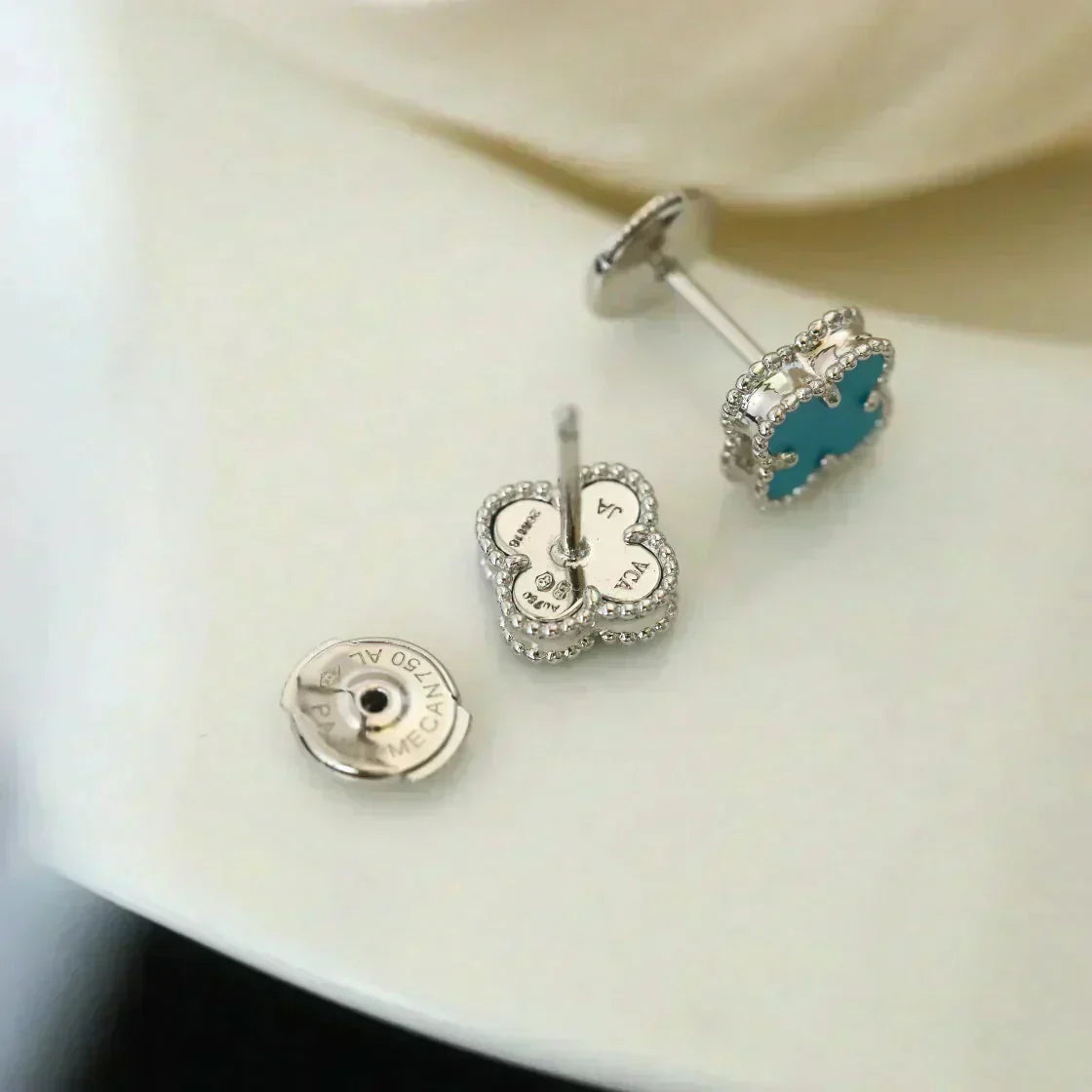 [⭐Maelin]CLOVER MINI 9.5MM ONYX STUD EARRINGS SILVER