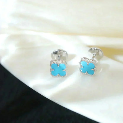 [⭐Maelin]CLOVER MINI 9.5MM ONYX STUD EARRINGS SILVER