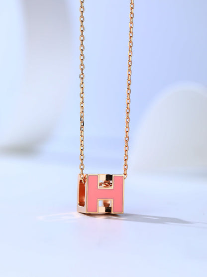 [⭐Maelin]H CAGE PINK GOLD NECKLACE