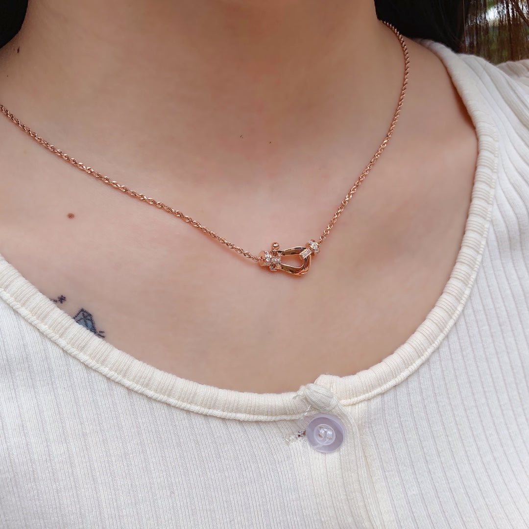 [⭐Maelin]FORCE 10 PINK GOLD DIAMOND NECKLACE