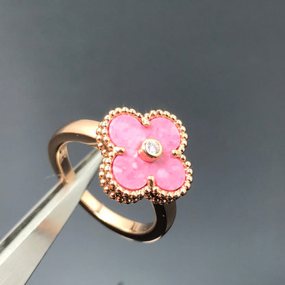 [⭐Maelin]CLOVER RHODONITE ROSE GOLD RING