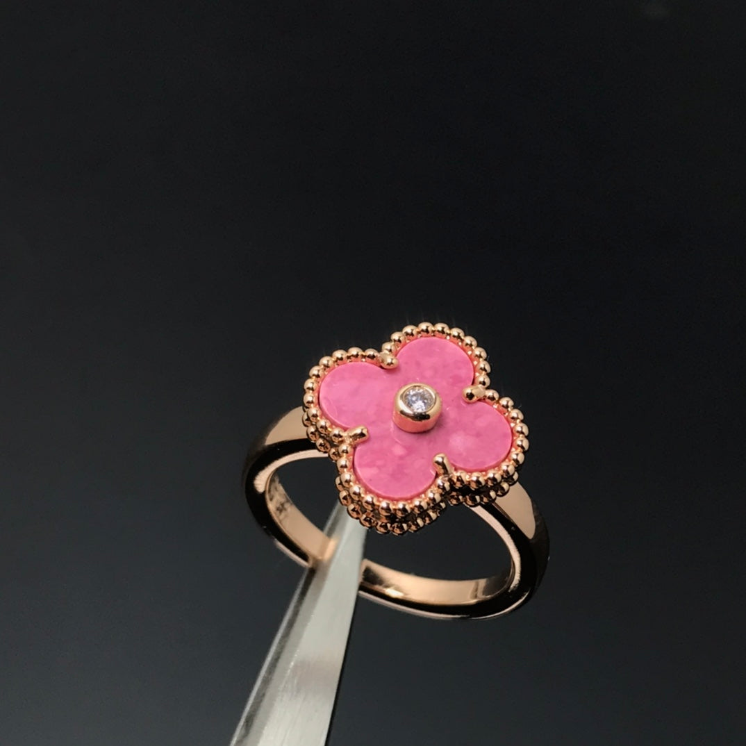 [⭐Maelin]CLOVER RHODONITE ROSE GOLD RING