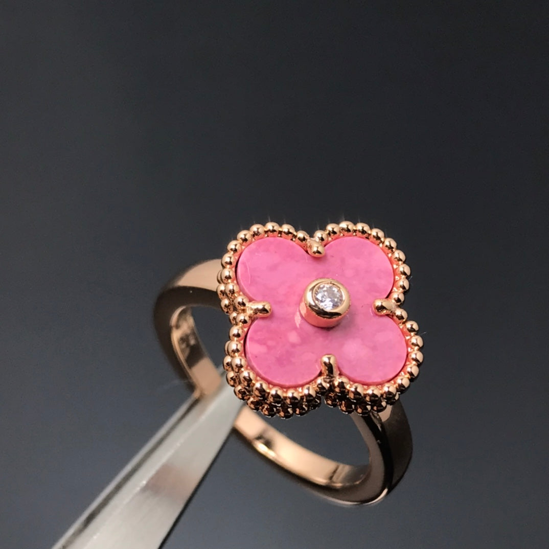 [⭐Maelin]CLOVER RHODONITE ROSE GOLD RING