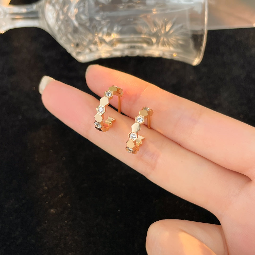 [⭐Maelin]BEE LOVE DIAMOND HOOP EARRINGS
