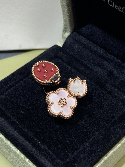 [⭐Maelin]LUCKY 3 MOTIF ROSE GOLD RING