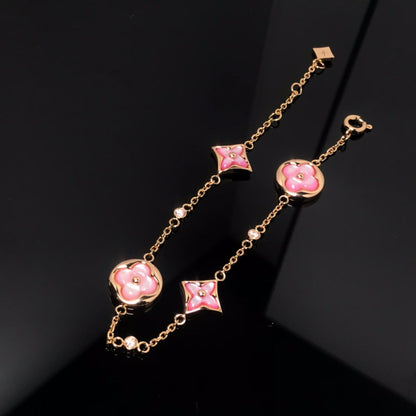 [⭐Maelin]STAR AND SUN 4 MOTIF PINK MOP PINK GOLD BRACELET