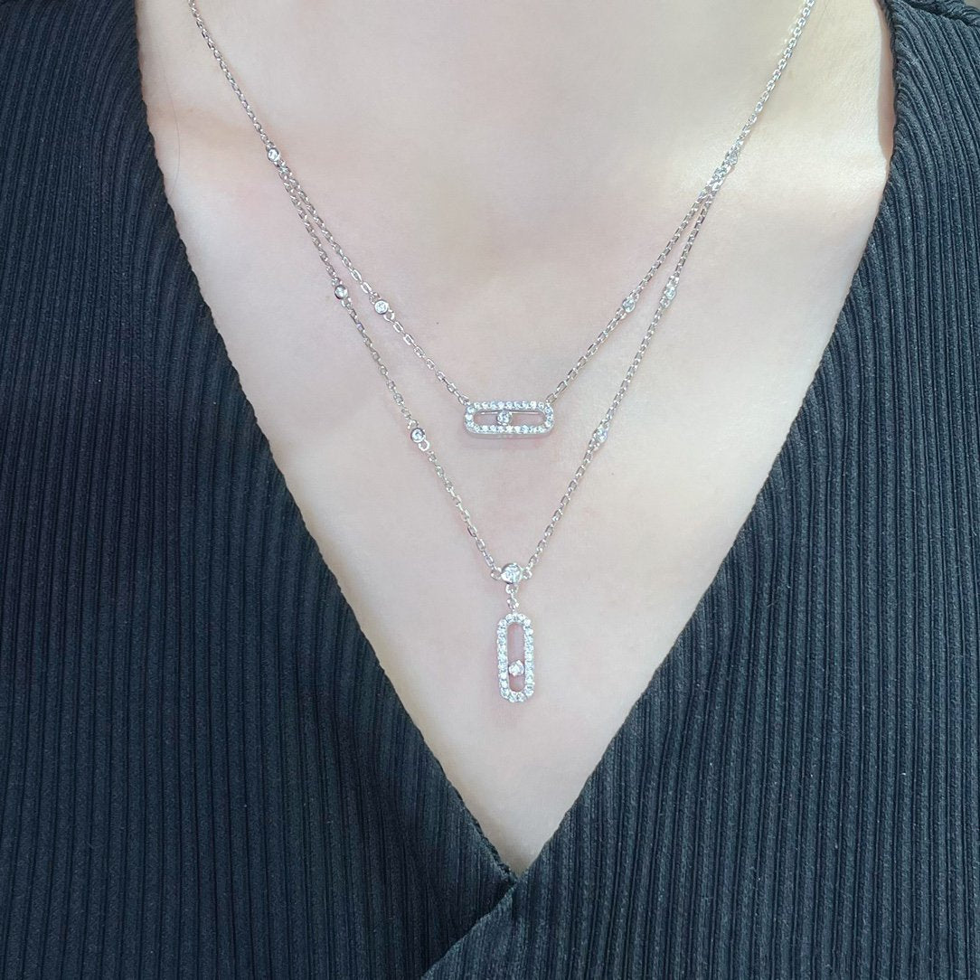 [⭐Maelin]MOVE 2 ROW DIAMOND NECKLACE