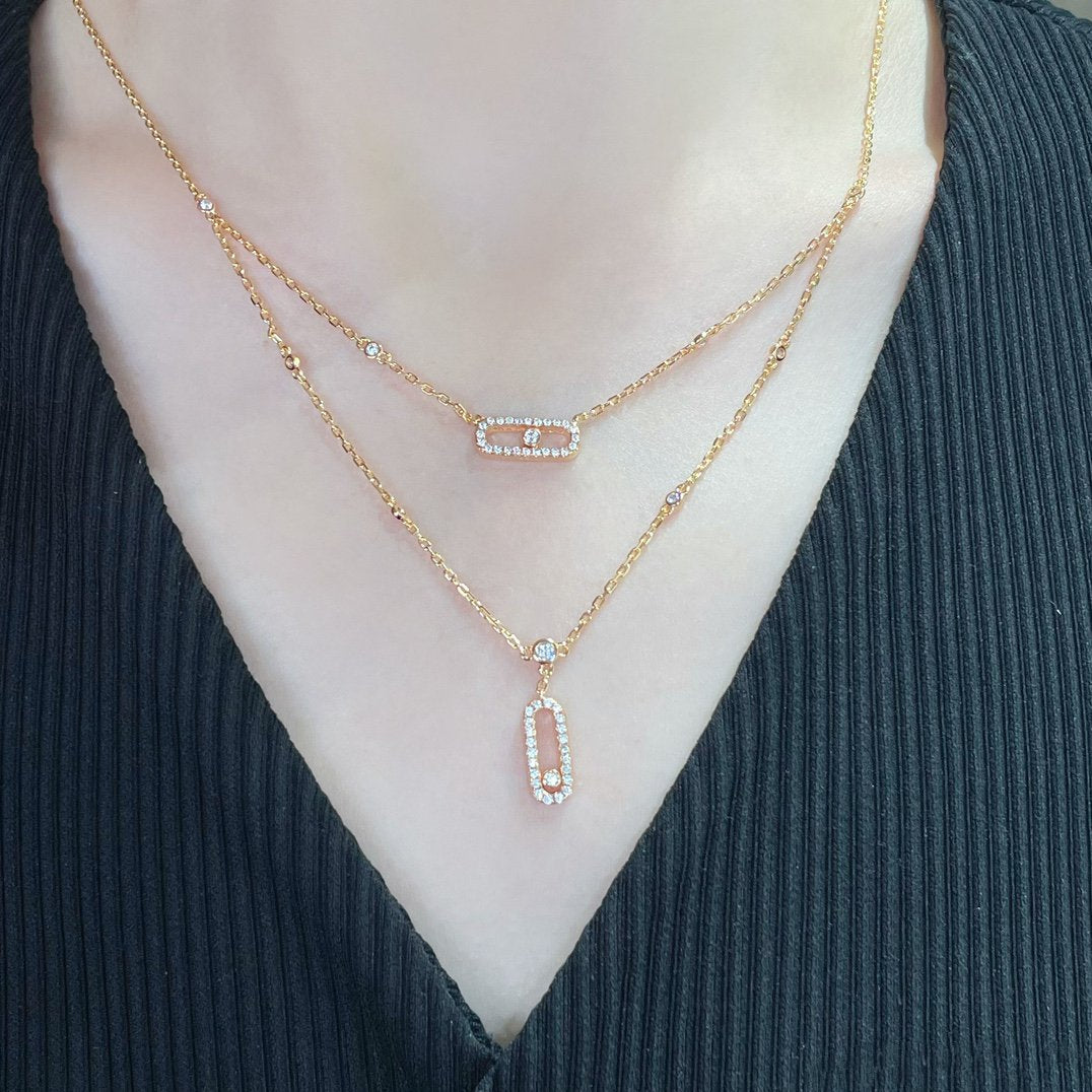 [⭐Maelin]MOVE 2 ROW DIAMOND NECKLACE