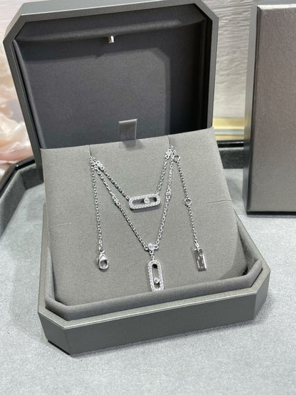 [⭐Maelin]MOVE 2 ROW DIAMOND NECKLACE