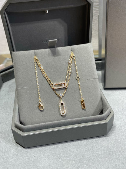 [⭐Maelin]MOVE 2 ROW DIAMOND NECKLACE