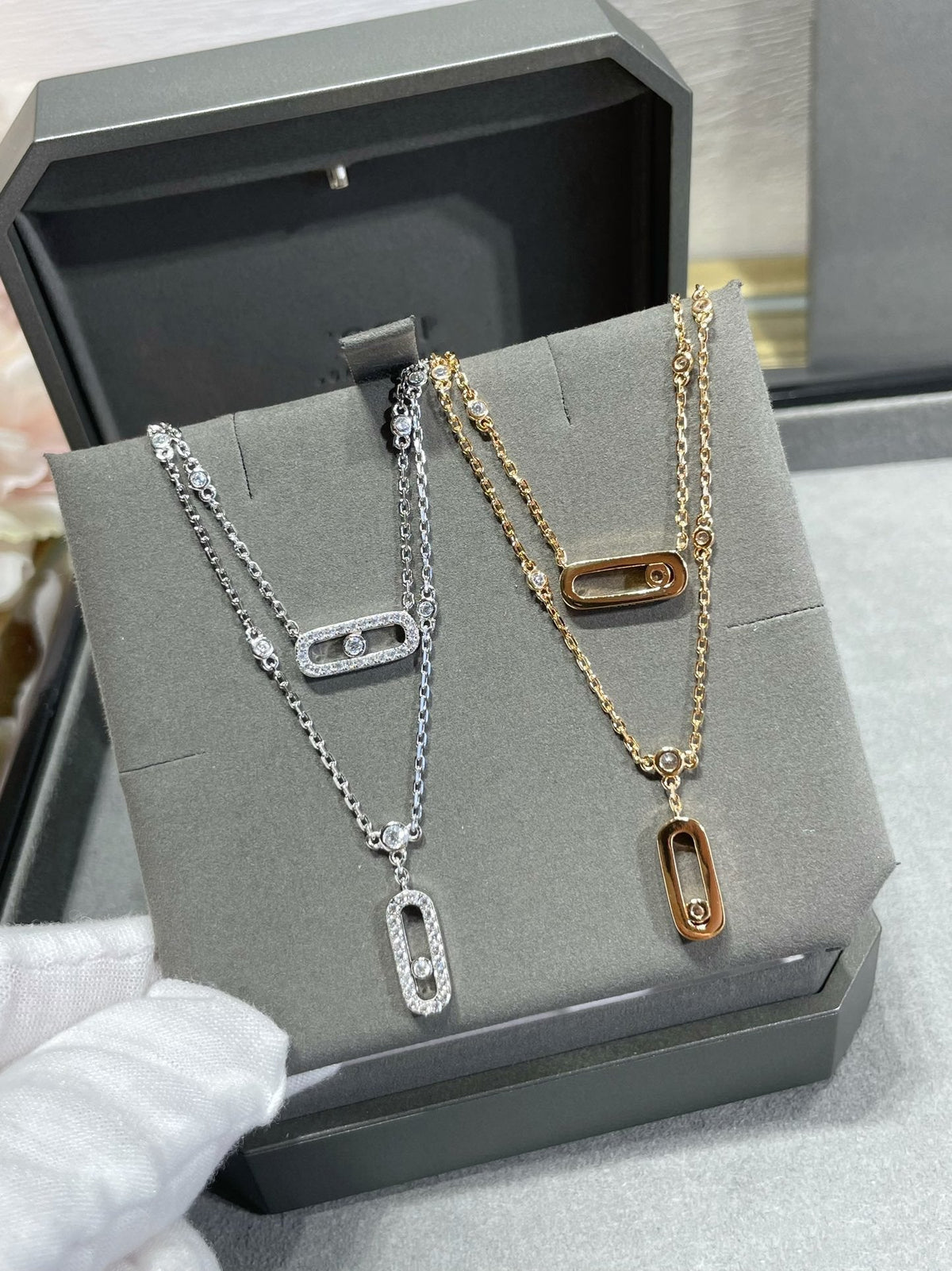 [⭐Maelin]MOVE 2 ROW DIAMOND NECKLACE