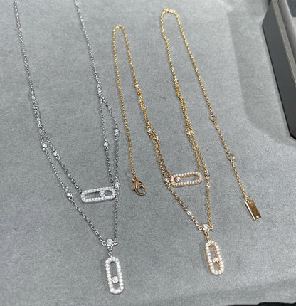 [⭐Maelin]MOVE 2 ROW DIAMOND NECKLACE