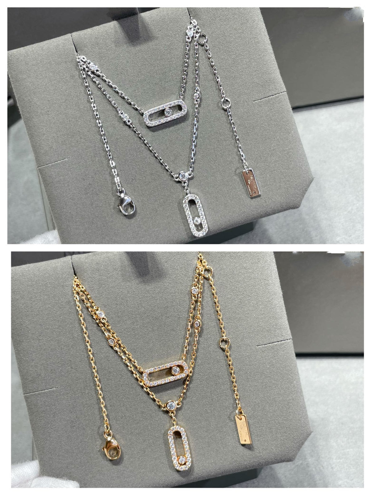 [⭐Maelin]MOVE 2 ROW DIAMOND NECKLACE