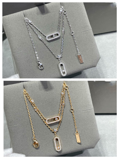 [⭐Maelin]MOVE 2 ROW DIAMOND NECKLACE