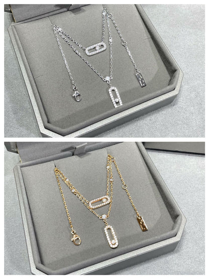 [⭐Maelin]MOVE 2 ROW DIAMOND NECKLACE