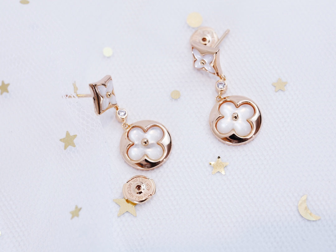 [⭐Maelin]STAR AND SUN PINK GOLD MOP DROP EARRINGS