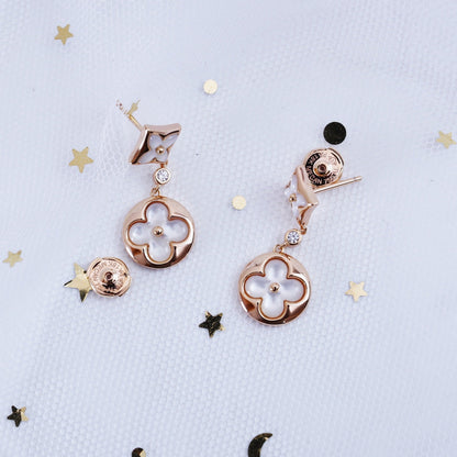 [⭐Maelin]STAR AND SUN PINK GOLD MOP DROP EARRINGS