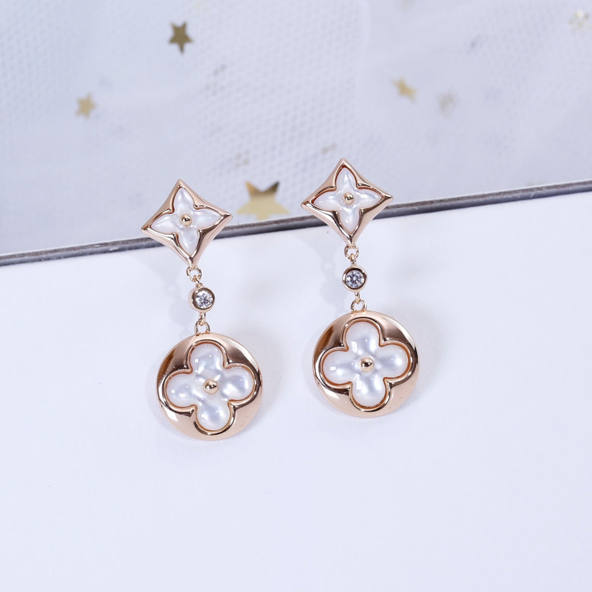 [⭐Maelin]STAR AND SUN PINK GOLD MOP DROP EARRINGS