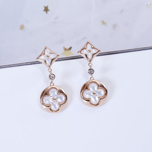 [⭐Maelin]STAR AND SUN PINK GOLD MOP DROP EARRINGS