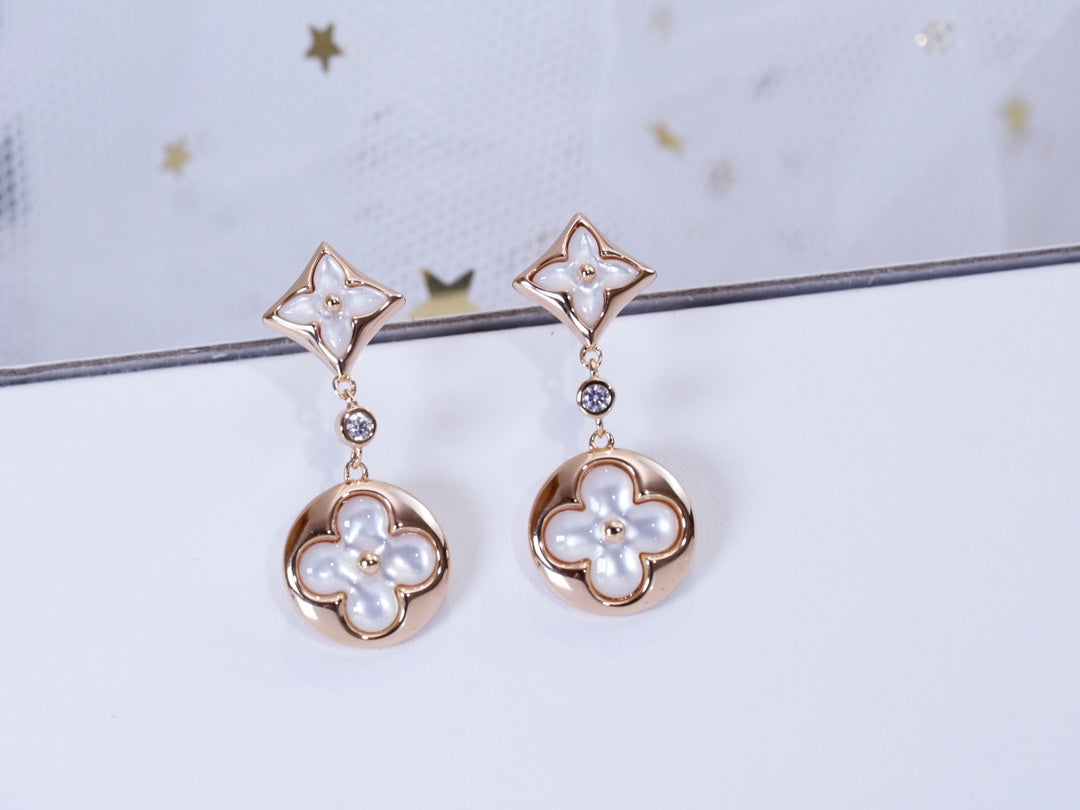 [⭐Maelin]STAR AND SUN PINK GOLD MOP DROP EARRINGS