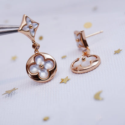 [⭐Maelin]STAR AND SUN PINK GOLD MOP DROP EARRINGS