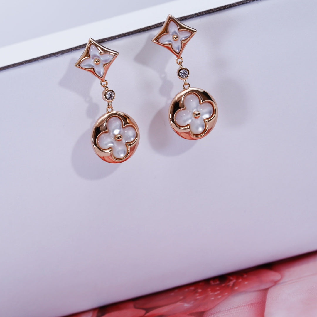 [⭐Maelin]STAR AND SUN PINK GOLD MOP DROP EARRINGS