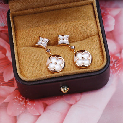 [⭐Maelin]STAR AND SUN PINK GOLD MOP DROP EARRINGS