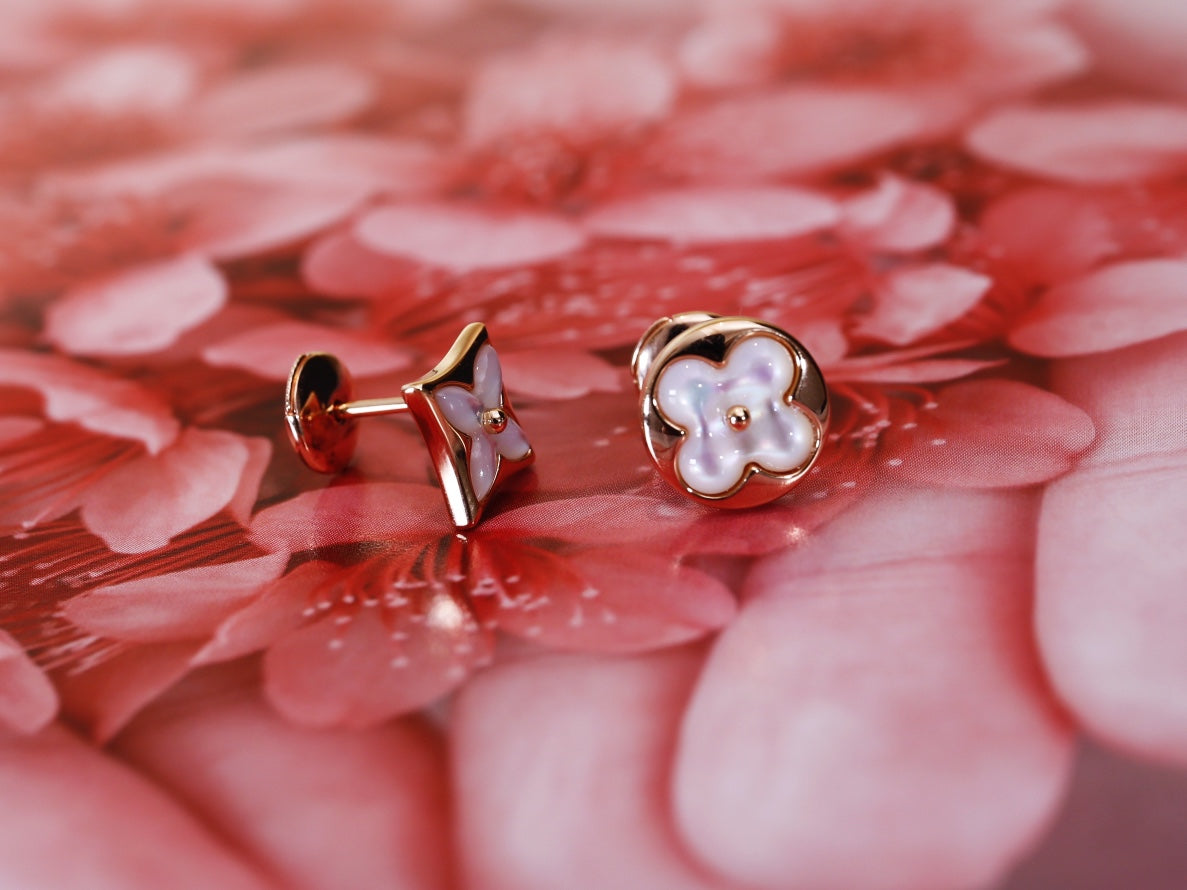 [⭐Maelin]STAR AND SUN PINK GOLD MOP STUD EARRINGS