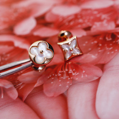 [⭐Maelin]STAR AND SUN PINK GOLD MOP STUD EARRINGS