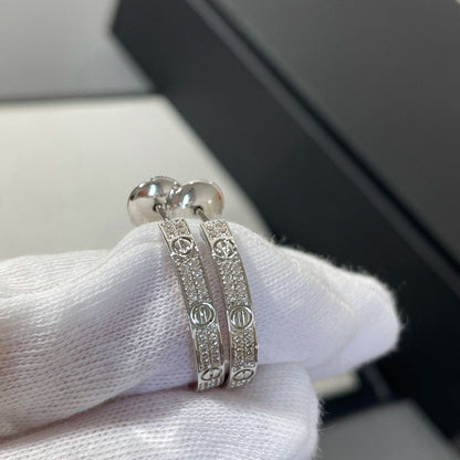 [⭐Maelin]LOVE DIAMOND SILVER HOOP EARRINGS