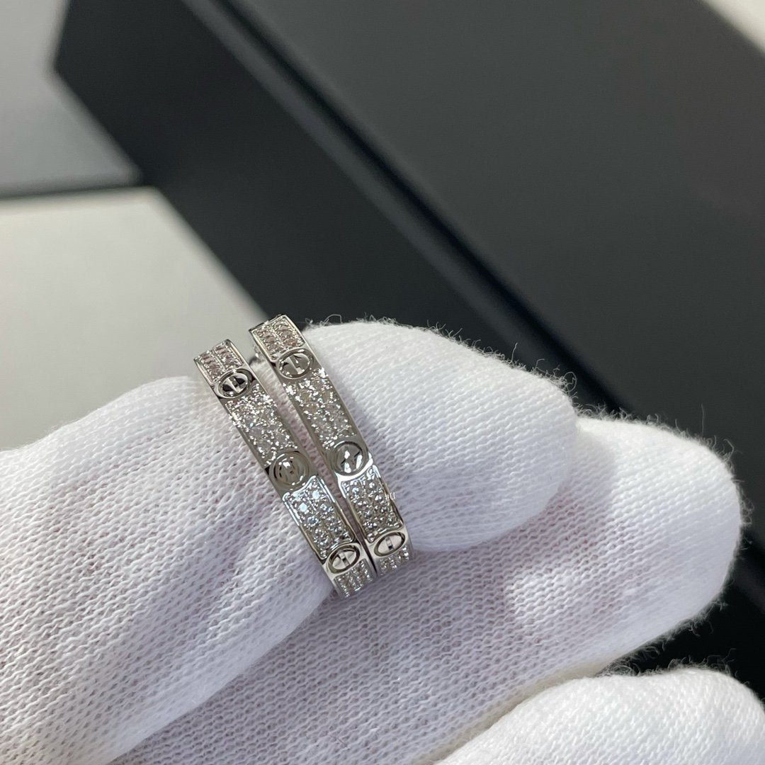 [⭐Maelin]LOVE DIAMOND SILVER HOOP EARRINGS