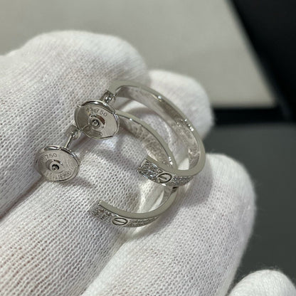 [⭐Maelin]LOVE DIAMOND SILVER HOOP EARRINGS