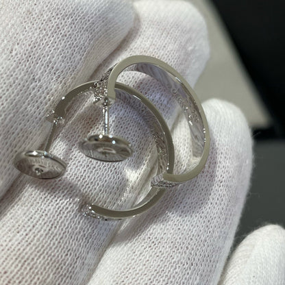 [⭐Maelin]LOVE DIAMOND SILVER HOOP EARRINGS
