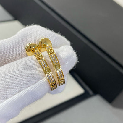 [⭐Maelin]LOVE DIAMOND GOLD HOOP EARRINGS