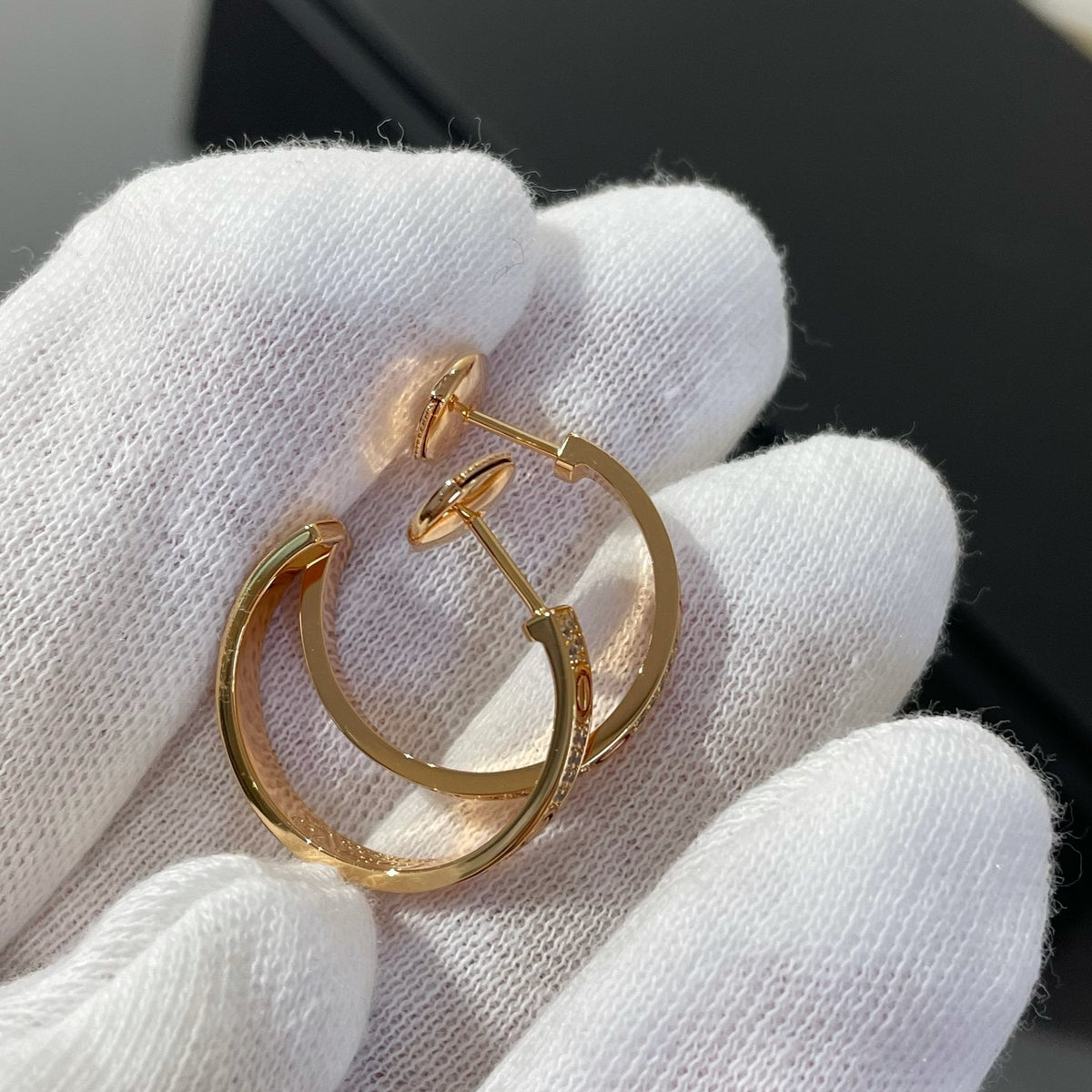 [⭐Maelin]LOVE DIAMOND PINK GOLD HOOP EARRINGS