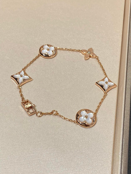 [⭐Maelin]STAR AND SUN 5 MOTIF MOP PINK GOLD BRACELET