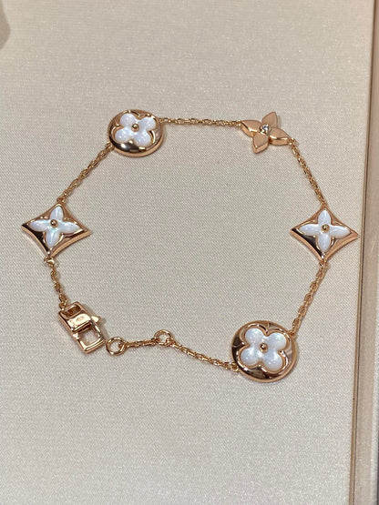 [⭐Maelin]STAR AND SUN 5 MOTIF MOP PINK GOLD BRACELET