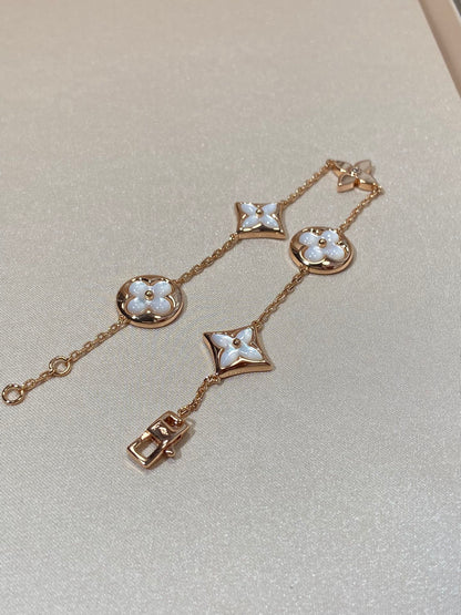 [⭐Maelin]STAR AND SUN 5 MOTIF MOP PINK GOLD BRACELET