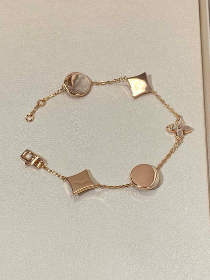 [⭐Maelin]STAR AND SUN 5 MOTIF MOP PINK GOLD BRACELET