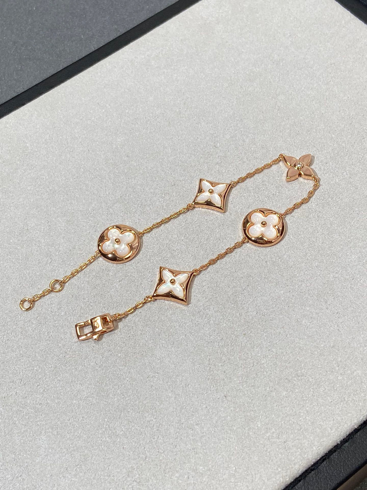 [⭐Maelin]STAR AND SUN 5 MOTIF MOP PINK GOLD BRACELET
