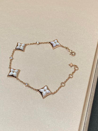 [⭐Maelin]STAR 4 MOTIF MOP DIAMOND PINK GOLD BRACELET