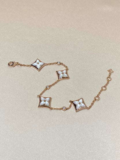 [⭐Maelin]STAR 4 MOTIF MOP DIAMOND PINK GOLD BRACELET