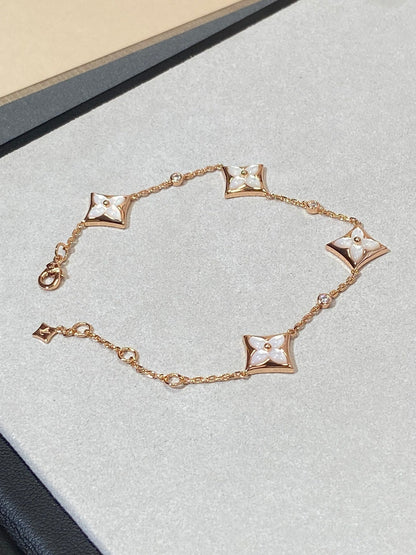 [⭐Maelin]STAR 4 MOTIF MOP DIAMOND PINK GOLD BRACELET