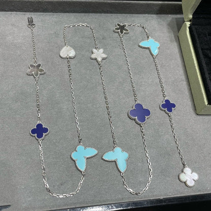 [⭐Maelin]LUCKY CLOVER SILVER 11 MOTIF NECKLACE