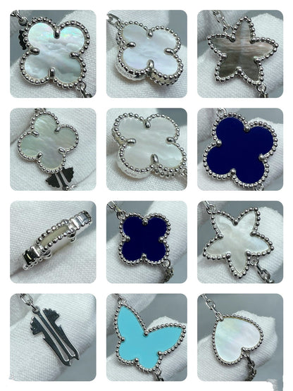 [⭐Maelin]LUCKY CLOVER SILVER 11 MOTIF NECKLACE