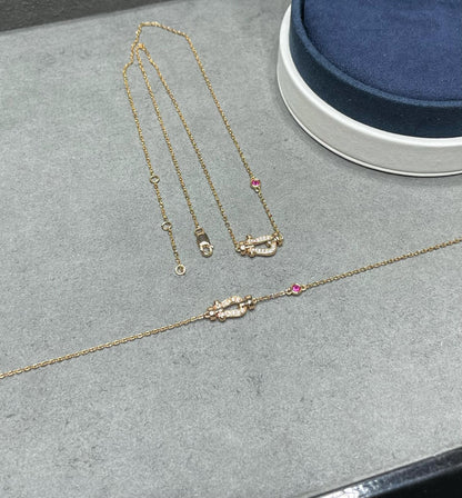 [⭐Maelin]FORCE 10 DIAMOND PINK GOLD NECKLACE