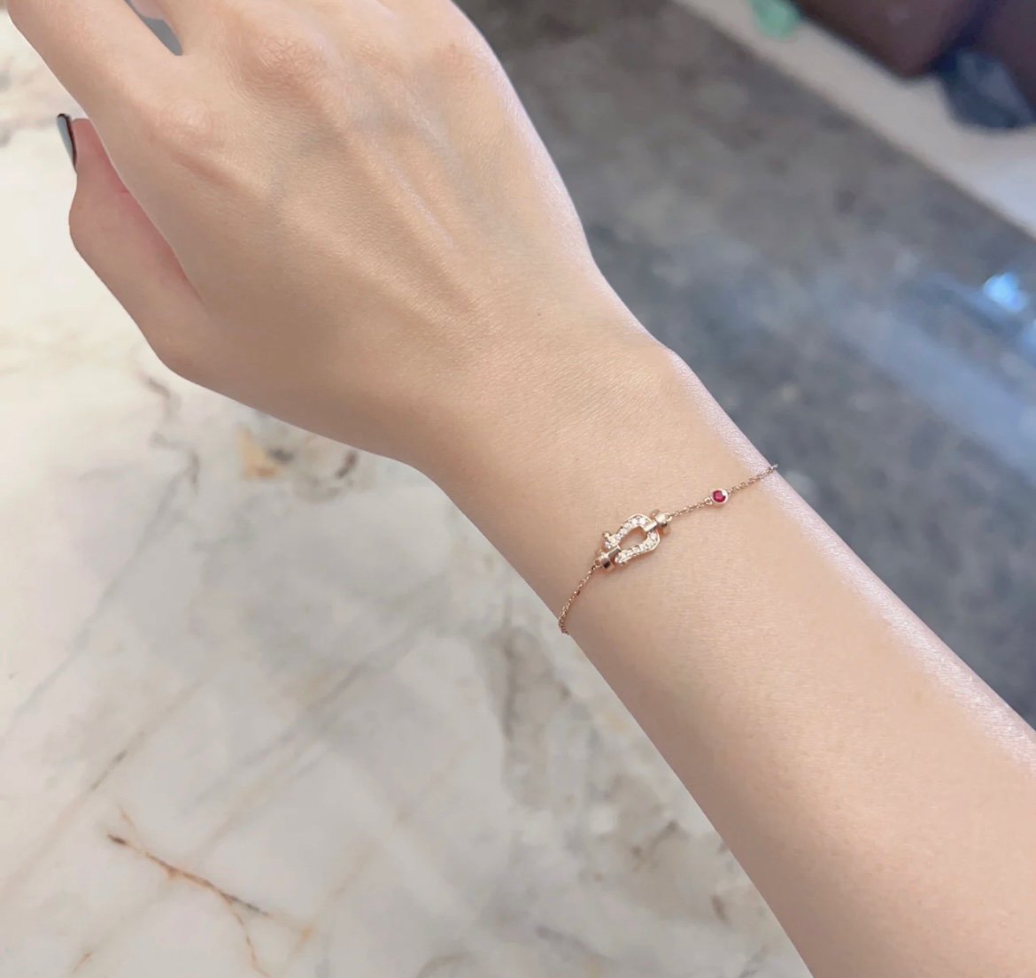 [⭐Maelin]FORCE 10 DIAMOND CHAIN LINK PINK GOLD BRACELET