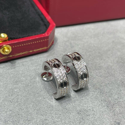 [⭐Maelin]LOVE CERAMIC DIAMOND PAVED SILVER EARRINGS