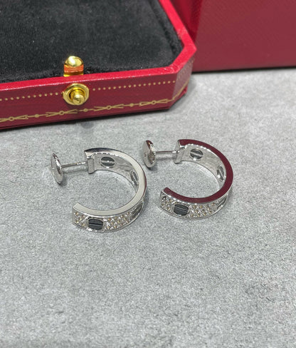 [⭐Maelin]LOVE CERAMIC DIAMOND PAVED SILVER EARRINGS